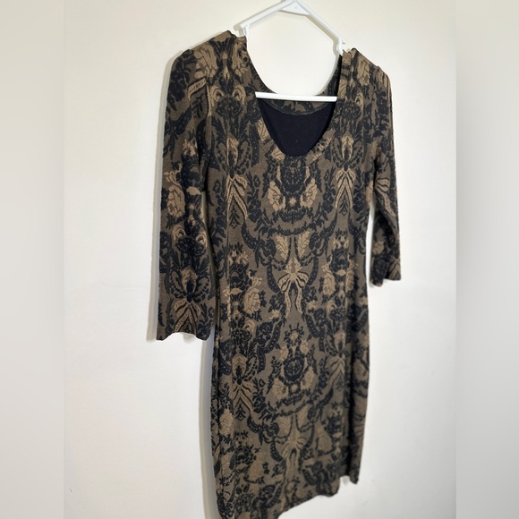 A Pea in a Pod Willow and Clay Maternity Damask-Print Sheath Dress - Picture 6 of 7